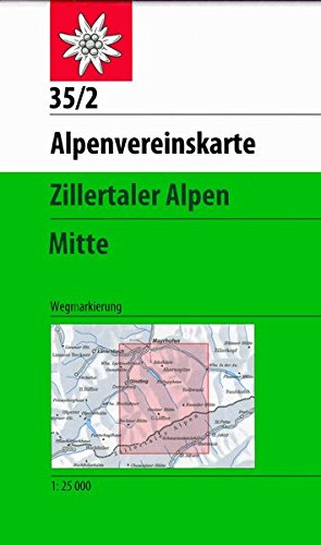 Zillertaler Alpen - Mitte: Topographische Karte 1:25.000: Wegmarkierung (Alpenvereinskarten)