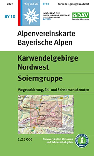 Karwendelgebirge Nordwest, Soierngruppe: Topographische Karte 1:25.000 mit Wegmarkierung, Ski- und Schneeschuhrouten (Alpenvereinskarten)