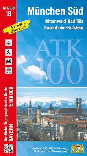 ATK100-18 München Süd (Amtliche Topographische Karte 1:100000): Mittenwald, Bad Tölz, Rosenheim, Kufstein (ATK100 Amtliche Topographische Karte 1:100000 Bayern)