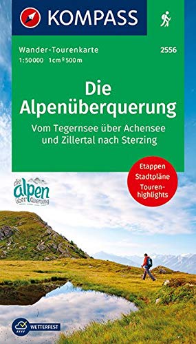 KOMPASS Wander-Tourenkarte Die Alpenüberquerung 1:50.000: Leporello Karte, reiß- und wetterfest