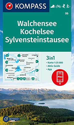KOMPASS Wanderkarte 06 Walchensee, Kochelsee, Sylvensteinstausee 1:25.000: 3in1 Wanderkarte mit Aktiv Guide inklusive Karte zur offline Verwendung in ... Fahrradfahren. Skitouren. Langlaufen.