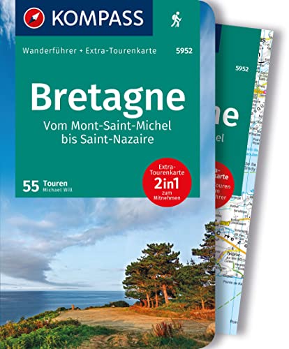 KOMPASS Wanderführer Bretagne, vom Mont-Saint-Michel bis Saint-Nazaire, 55 Touren mit Extra-Tourenkarte: GPS-Daten zum Download