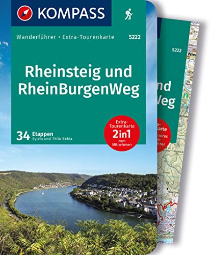 KOMPASS Wanderführer Rheinsteig RheinBurgenWeg, 34 Etappen mit Extra-Tourenkarte: GPS-Daten zum Download