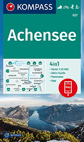 KOMPASS Wanderkarte 027 Achensee 1:35.000: 4in1 Wanderkarte, mit Aktiv Guide und Detailkarten inklusive Karte zur offline Verwendung in der KOMPASS-App. Fahrradfahren. Skitouren. Langlaufen.