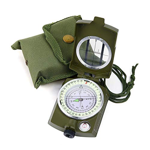 Sportneer Militär Marschkompass, Professioneller Taschenkompass Peilkompass Kompass Compass mit Tragschlaufe für Jagd Wandern und Aktivitäten Camping im Freien, Wasserfest und Stoßfest
