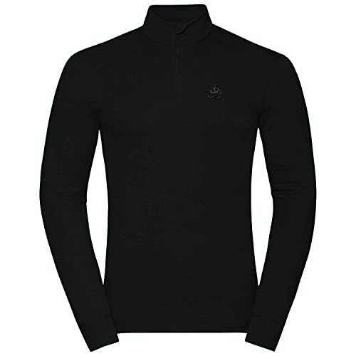 Odlo Herren ACTIVE WARM ECO Baselayer Langarm-Shirt mit 1/2 Reißverschluss & Stehkragen, Black, XL