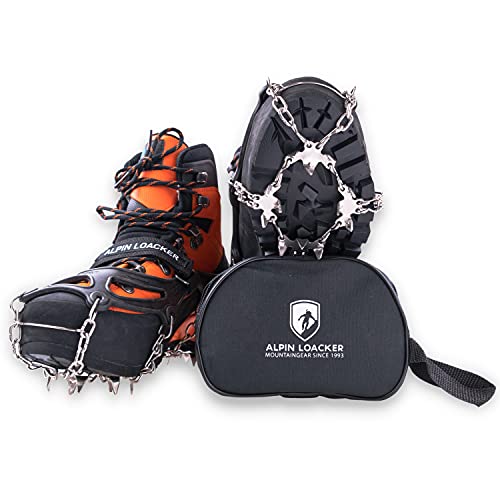 Alpin Loacker Chain Pro 18 Grödel für Schneeschuhe aus Edelstahl ,Spikes für Bergsteigen, Ice Klampen und Perfekter Antirutsch für Schuhe, XL