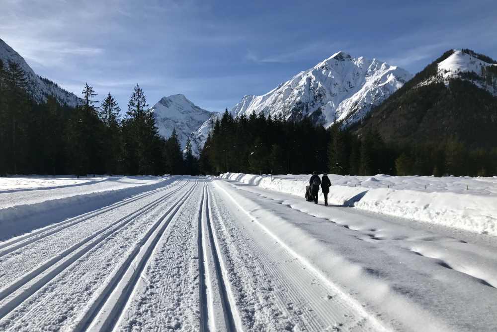 Gleich nach dem Einstieg in die Loipe in Pertisau habe ich diesen Blick auf das Karwendel