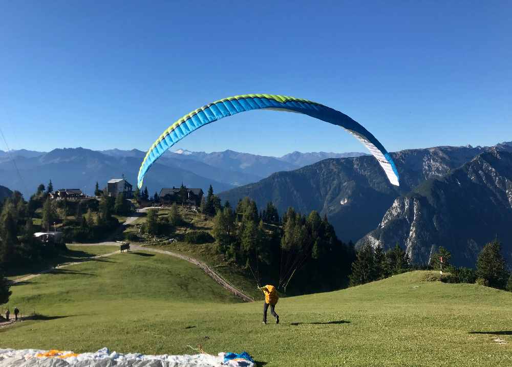 Das ist der Startplatz Mauritzalm im Rofangebirge