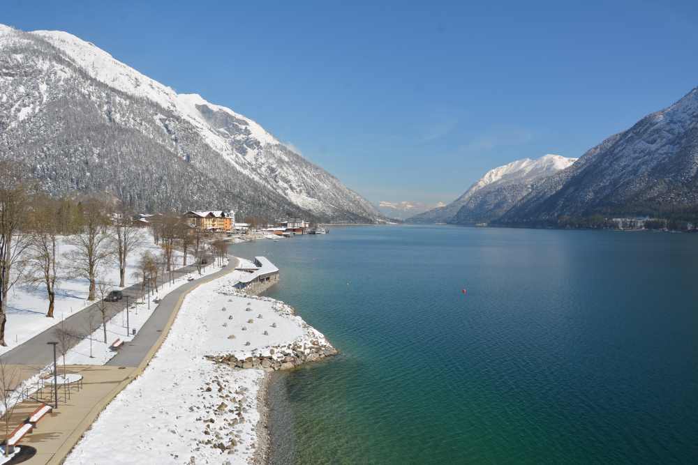 Das war eine schöne Winterwanderung: Vom Hotel in Pertisau mit Blick auf das Karwendel