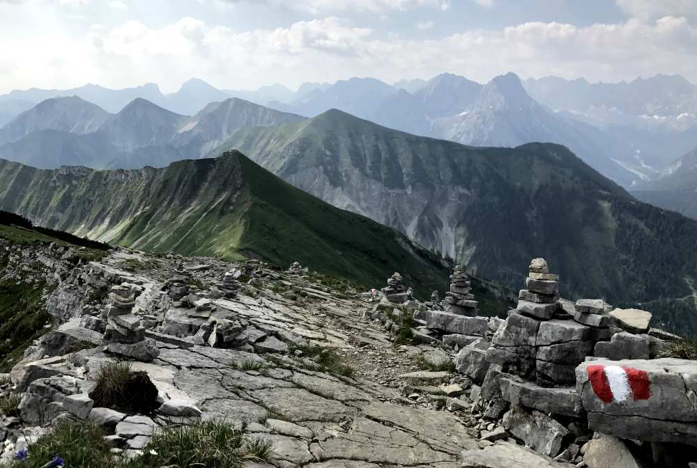 Von Vorderriss auf den Scharfreiter wandern mit Blick auf das Karwendel