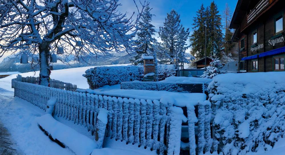 Winterwonderland in Gallzein: Die Koglmoosalm ist im Winter bewirtschaftet, hier beginnt die Rodelbahn