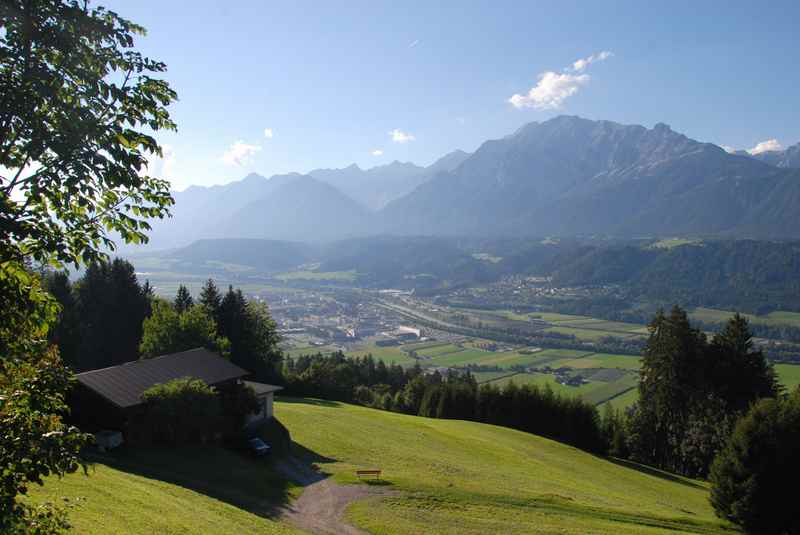 In Kolsassberg gibt es diesen Karwendel Blick - was will man mehr bei der Mountainbiketour
