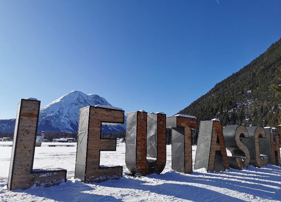 Leutasch Winter - der Blick auf Platzl und die Hohe Munde