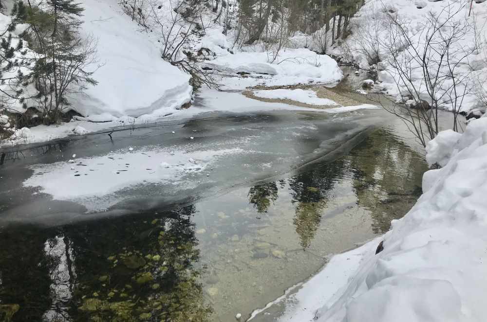 So schön ist die Winterlandschaft am Lainbach