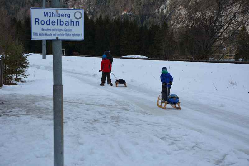 Auf dem Weg zur Mühlberg Rodelbahn in Scharnitz am Karwendel