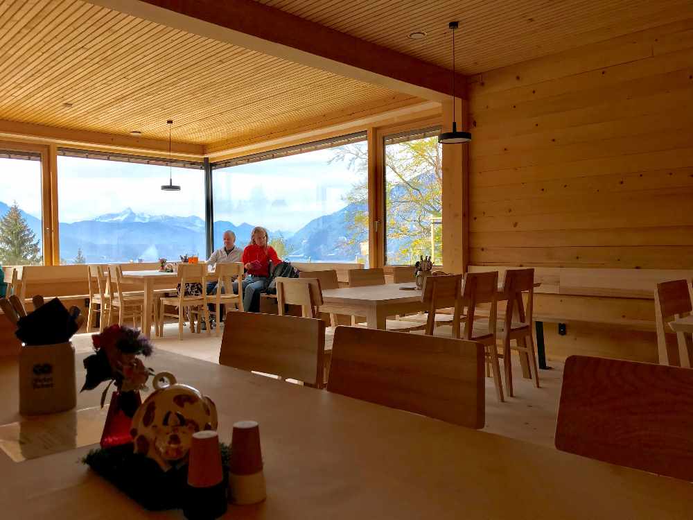 Der Blick aus der Tannenhütte in die Berge des Wettersteingebirge