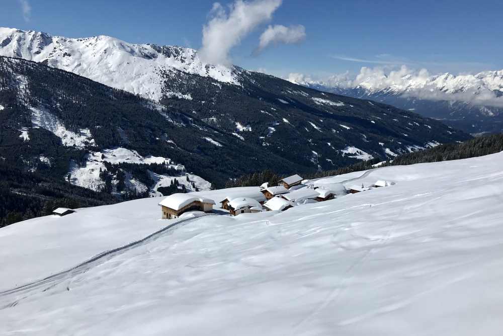 Bei der Nonsalm endet der rund 700 Höhenmeter lange Skihang am Gilfert