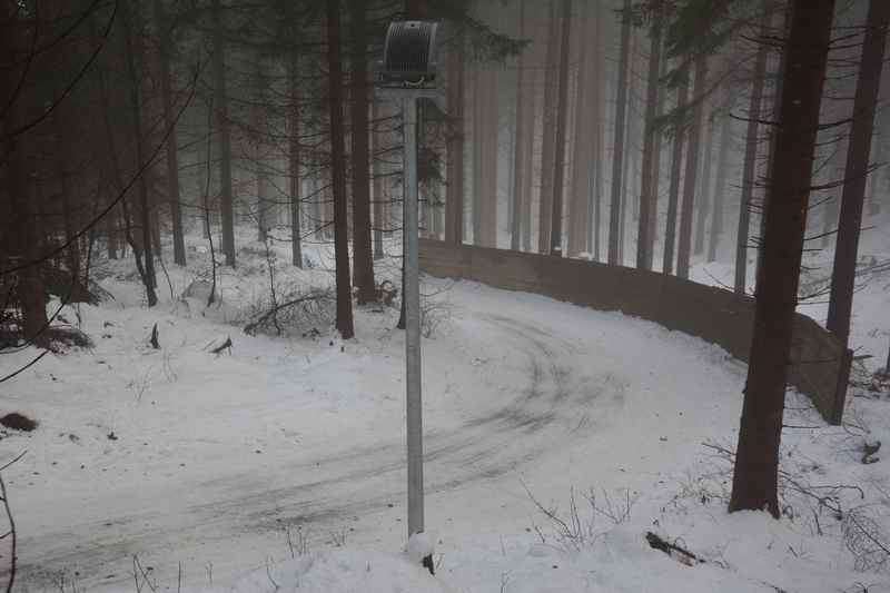 Die Rodelbahn in Vomp mit ausgeprägten Kurven