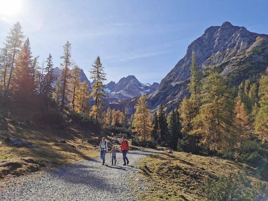 Echt schöne Seefeld Wanderung im Herbst: Die gefärbten Lärchen unterhalb vom Seebensee in Tirol 