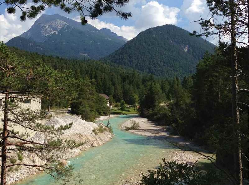 An der Isar mountainbiken nach Scharnitz und in Richtung Seefeld