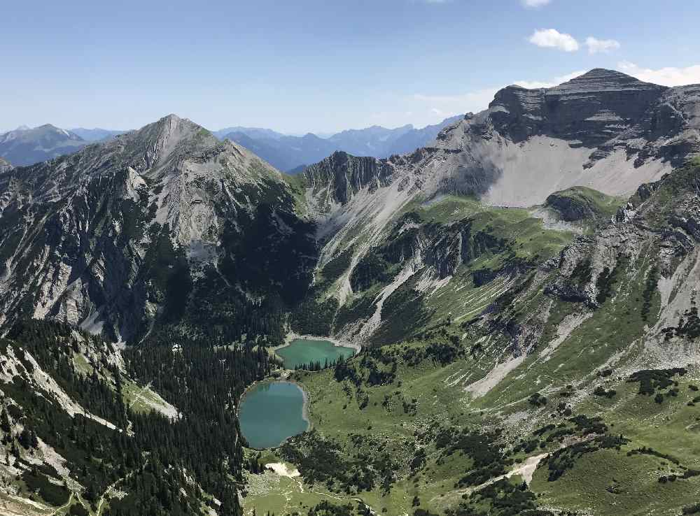 Die Soiernseen von der Schöttlkarspitze gesehen, Bergseen im Karwendel