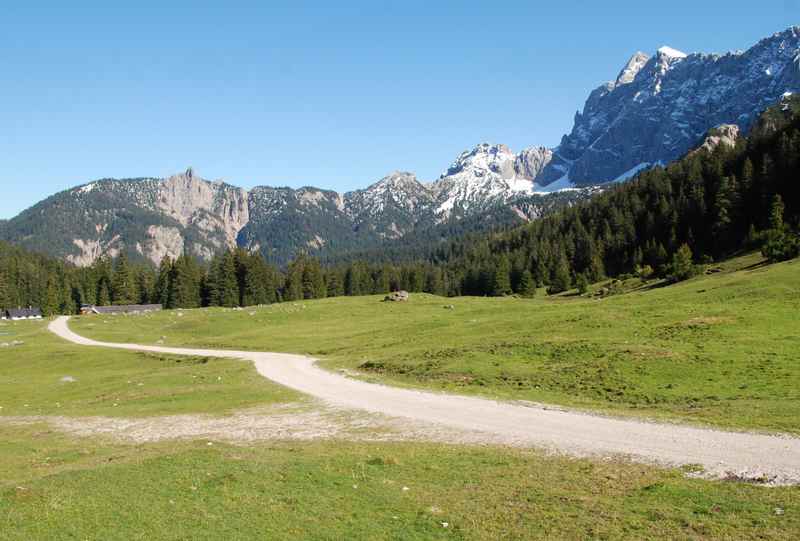 Die letzten Meter beim zur Vereiner Alm beim mountainbiken in Mittenwald