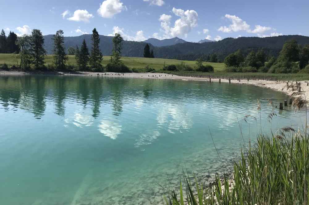 Am Ufer des Walchensee wandern - hier auf der Halbinsel Zwergern