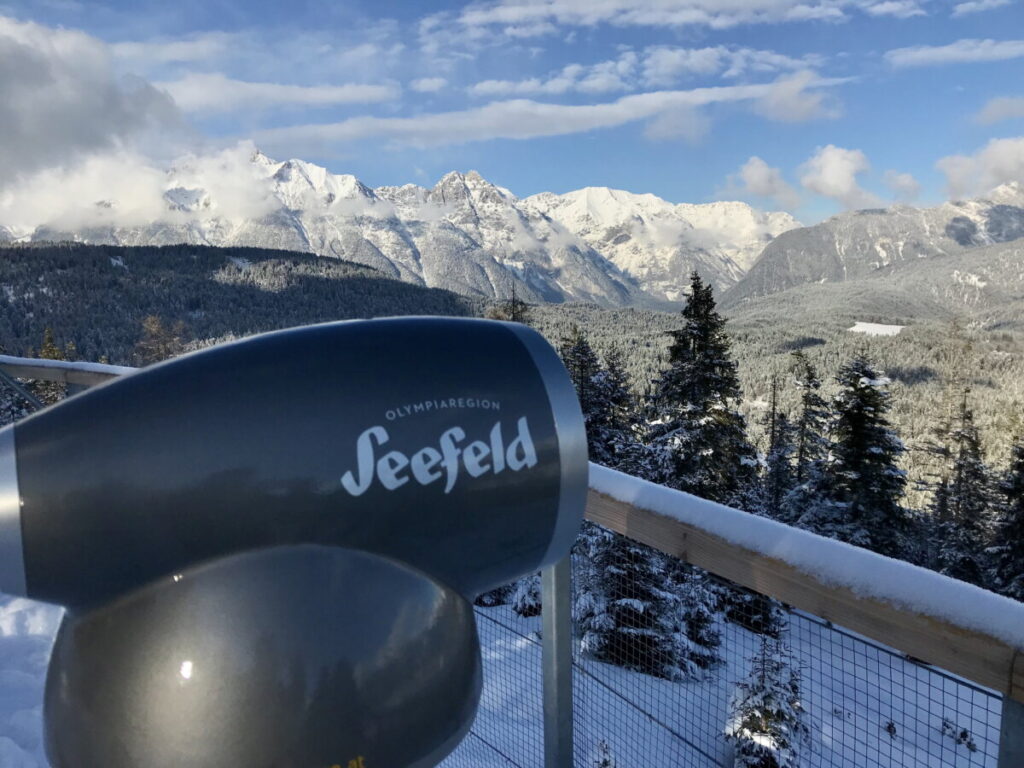 Winterwandern Seefeld: Das war das Panorama auf der Aussichtsplattform am Brunschkopf