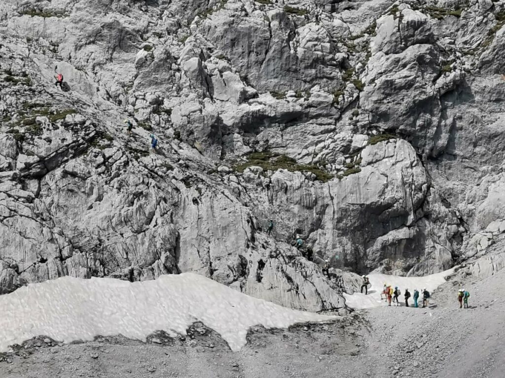 Einstieg in den Lamsenspitze Klettersteig