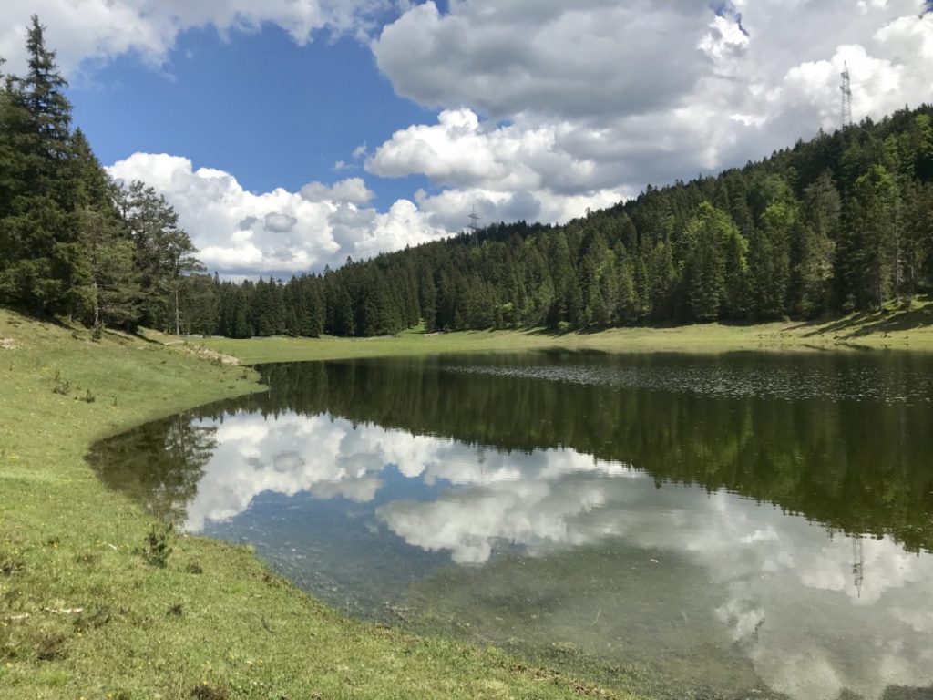 Manchmal läuft die Wiese voll und bildet diesen See in Tirol